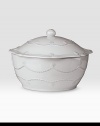 A beautiful, covered stoneware casserole is handcrafted to bring rustic detail and irresistibly romantic European charm to a dinner or party. 1.5-quart capacity 4H X 8 diam. Dishwasher, oven and freezer safe Imported