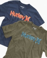 Keep it cool. Drip logo graphics on the front of these tees from Hurley will add a hip accent to his look.
