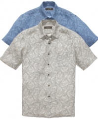 Connect the dots. This playful paisley print shirt from Tasso Elba completes a perfect bold style picture.