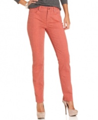 Flatter your figure in these versatile skinny jeans from Not Your Daughter's Jeans with a unique design to help you look your best. The python-printed colored wash is so chic too!