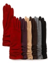 A glamourous pair of long knit gloves with side elastic ruching detail.