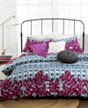 Restful blue stripes with an abstract teardrop design are accented with bold applique florals in this Shanti duvet cover set for a modern presentation. Embellish the look with fun decorative pillows for even more style.
