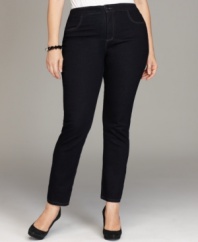 A dark wash lends sophistication to Style&co.'s straight leg plus size jeans-- snag them at an Everyday Value price!