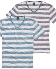 Join the band. These striped v-neck t-shirts from Hugo Boss Black have serious rock appeal.