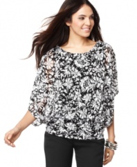 Style&co. takes the lace top a step further with dramatic black and white and a soft, fluid silhouette! (Clearance)