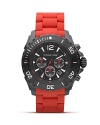 Make a sporty statement with this red and black watch from MICHAEL Michael Kors. With an opaline finish and silicone strap, this style is designed for maximum performance and style.