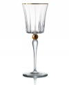 Handcrafted in premium Rogaska crystal, Elmsford goblets embody the luxe sophistication of Trump Home. Delicate cuts and touches of gold add elegant flair to formal entertaining.
