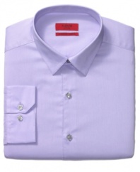 Freshen up your wardrobe of white and blue dress shirts with this Alfani fitted style in a cool plum.