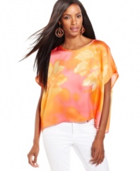 A whisper of silky fabric, a sunset-colored palette...INC's petite blouse makes the perfect summer fashion statement!