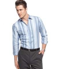 The stripes on this shirt from INC International Concepts point straight to the top of your business style.