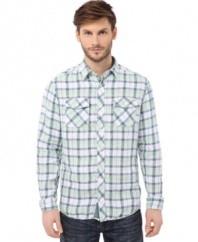 Some styles never fade. That's why you'll always be a standout in this classic plaid shirt from Buffalo David Bitton.