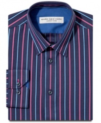 Bring the life back to your work week. This striped shirt from Marc New York was made to revive your style.