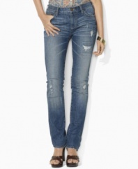 Lauren Jeans Co.'s chic, skinny silhouette lends contemporary polish to a unique cuffed jean, rendered with a hint of stretch for a flattering fit.