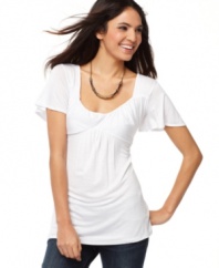 Try a prettier take on a traditional tee with Style&co.'s flutter sleeve top!