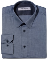 Give your look modern edge with the contrast stripes of this updated dress shirt from Marc New York.