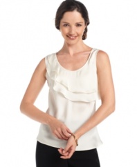 This top from Tahari by ASL adds a feminine flourish to your pantsuit or skirt suit.