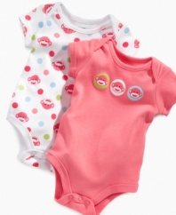 Put on a happy face. She'll be all smiles in either one of these darling bodysuits from this Baby Starters 2-pack.