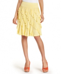 Show off some leg (and your favorite wedges!) with INC's skirt, featuring a fabulous fit and pretty cascading ruffles.