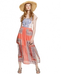 Rock a boho vibe with Bar III's printed maxi skirt-- it's a must-get for the season!