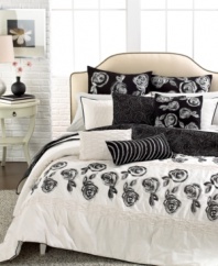 Black and cream hues take center stage on this Home by Steve Madden Camille sham, featuring delicate petals  and flat piping trim. Envelope closure.