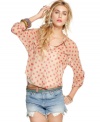 An irreverent polka dot print makes this Free People chiffon blouse a must-have for cheeky summer style!