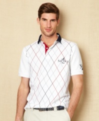 It's tee time early with this argyle golf shirt from Nautica.