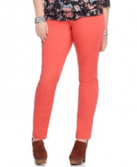 Tired of your blues? Score American Rag's plus size skinny jeans, finished in a coral wash.