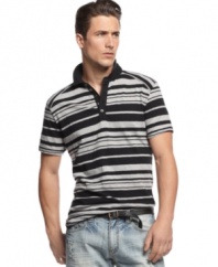 Stripe sensation. This polo shirt from INC International concepts upgrades your casual look.