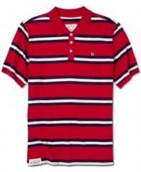Straighten up your casual style with this sharp striped polo shirt from LRG.