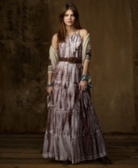 The spirit of peace and love that pervaded the 1960s is effortlessly translated on Denim & Supply Ralph Lauren's dramatic cotton-silk maxi dress, finished in a soft tie-dye pattern for a chic retro touch.