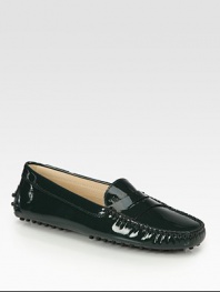 Sturdy rubber sole and polished patent leather rejuvenate this intricately stitched, casual go-to. Patent leather upperLeather liningRubber solePadded insoleMade in ItalyOUR FIT MODEL RECOMMENDS ordering one half size up as this style runs small. 