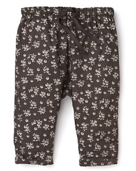 Pearls & Popcorn Infant Girls' Floral Print Tie Trousers - Sizes 12-36 Months