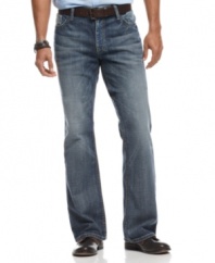 Stay classic. These boot cut washed jeans from INC International Concepts never go out of style.