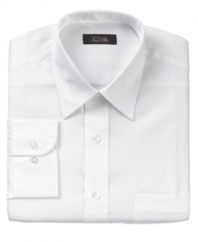 Add some subtle texture to your weekday routine with this handsome herringbone dress shirt from Tasso Elba.