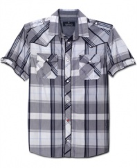 With a hint of country ruggedness and a thoroughly city vibe, this shirt from Buffalo David Bitton is at home anywhere.