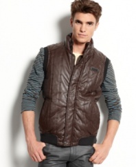 Go mod with the look of this Benson vest from Guess, with extra pockets on the front to add some storage space to your style.