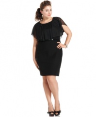 Chiffon overlay lends a sophisticated feel to Ruby Rox's belted plus size dress -- wow them from day to play!