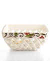 Hand painted with folksy florals, the Jardin ceramic bread basket delivers colorful fresh-for-spring style and everyday durability.