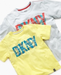 Go graphic. Build up his casually cool style with this t-shirt from DKNY.