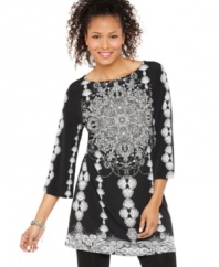 Like a piece of jewelry or a crystal chandelier, Style&co.'s tunic was built to dazzle! The eye-catching, ornate print makes it a must-have.