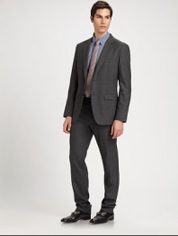 A modern-fitting silhouette heightens the level of sophistication of this dress pant tailored in finely textured, Italian wool.Flat-front styleSide slash, back welt pocketsSingle coin pocketInseam, about 34½WoolDry cleanImported