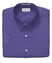Kick your work wardrobe up a notch with the saturated hues of this shirt from Van Heusen.
