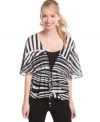 Dare to be bold in this kimono-esque top from BCX, made cute with graphic stripes!