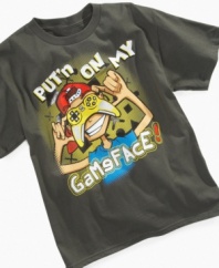 Put your player ahead of the game with this graphic T-Shirt from Mad Engine.
