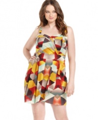 Look pretty in print with American Rag's sleeveless plus size dress, defined by a banded waist-- it's über-cute for the season!