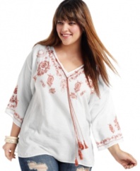 Channel your inner flower child with American Rag's plus size peasant top-- boho style is a must-get this season!
