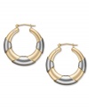 Jewelry styles in mixed metallics offer the perfect opportunity to mix and match. What's more, Signature Gold's™ petite hoop earrings also feature a sparkling diamond accent for an ultra-glam look. Crafted in 14k gold and 14k white gold. Approximate diameter: 1 inch.