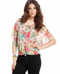 Get a botanical rush from this American Rag top, where a lush, floral print creates pretty, springlike style!