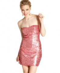 Dress to party! Reflective sequins add gorgeous luster to this strapless, sweetheart-style minidress from Trixxi!
