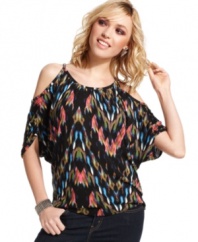 Slip into this comfy-cute top from Jessica Simpson for a colorful look that's loaded with personality.